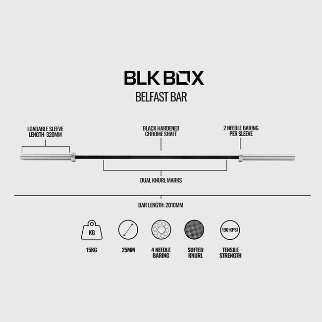 BLK BOX Belfast Bar - 15kg 7ft Olympic Barbell