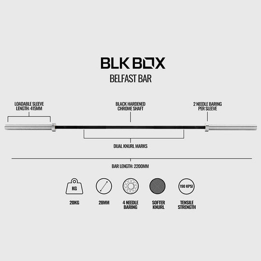 BLK BOX Belfast Bar - 20kg 7ft Olympic Barbell