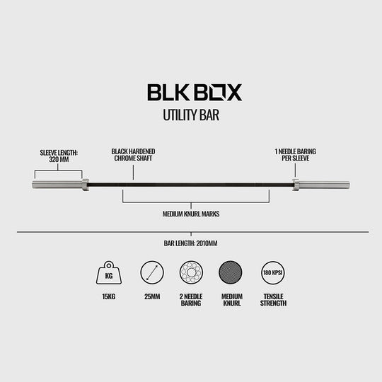 BLK BOX Utility Bar - 15kg 7ft Olympic Barbell