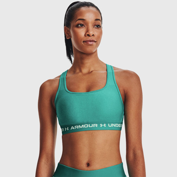 Under Armour Top Mid Crossback Sports Bra Donna Lime Yellow/white In Green